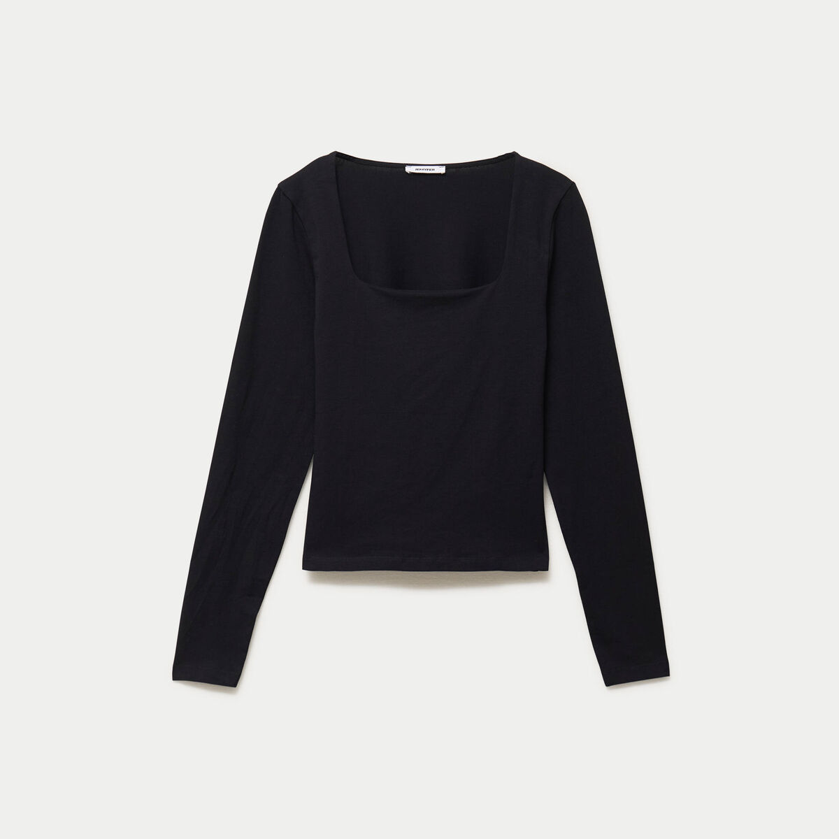 T-shirt ajust&eacute; d&eacute;collet&eacute; manches longues noir