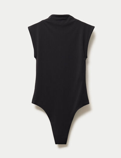 Body ajust&eacute; sans manches col montant noir