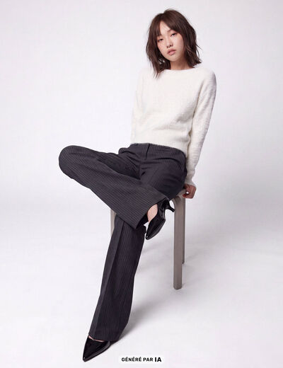 Pantalon bootcut stretch taille standard gris fonc&eacute;