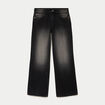 Jean wide leg taille basse denim noir ado