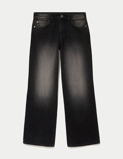 Jean wide leg taille basse denim noir ado
