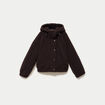 Blouson court droit effet polaire marron fonc&eacute;