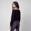 Pull oversize col bardot manches longues noir