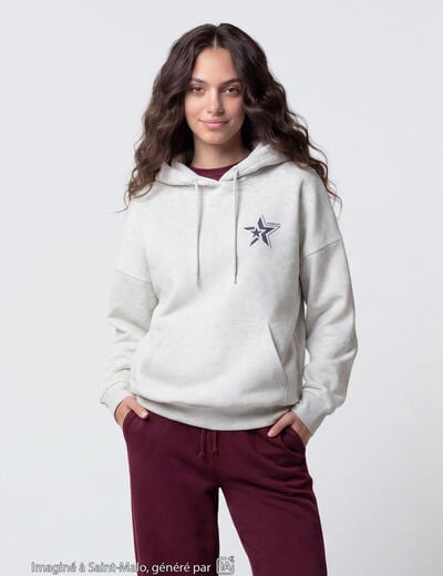 Sweat &agrave; capuche manches longues blanc