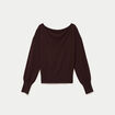 Pull oversize col bardot manches longues marron fonc&eacute;