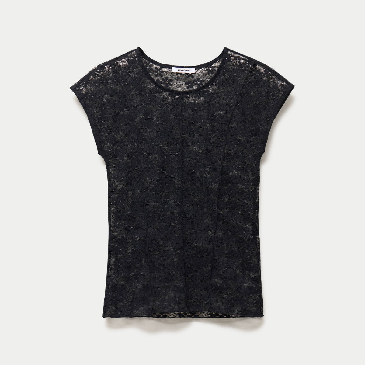 Top transparent sans manches dentelle noir ado