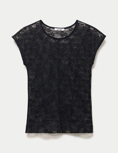 Top transparent sans manches dentelle noir ado