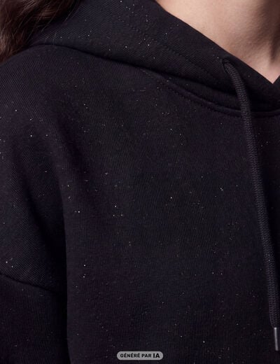 Sweat boyfriend brillant &agrave; capuche noir