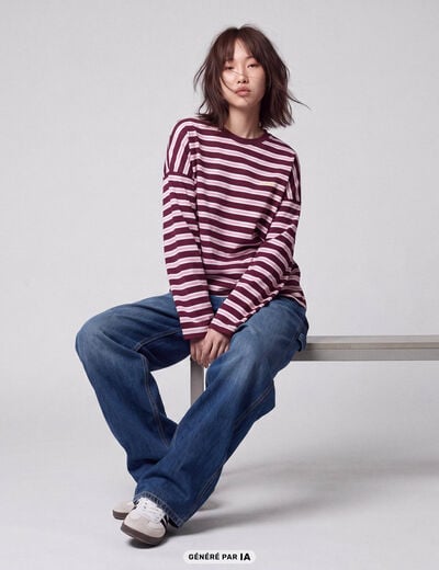 T-shirt manches longues bordeaux
