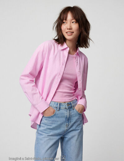 Chemise oversize longue 2-en-1 rose ado