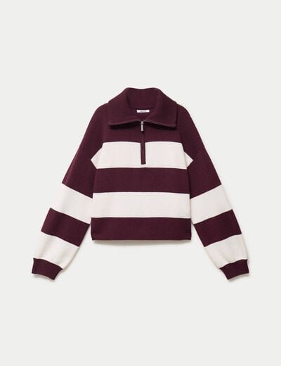 Pull col camionneur manches longues bordeaux