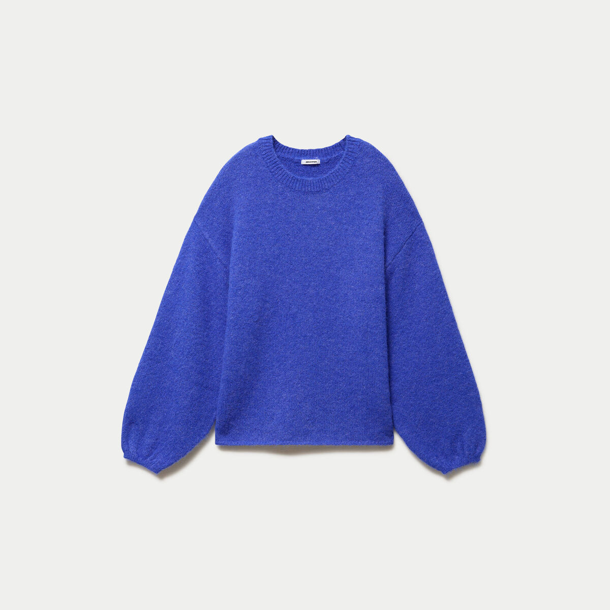 Pull oversize col rond manches longues bleu electrique