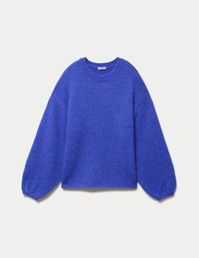 Pull oversize col rond manches longues bleu electrique