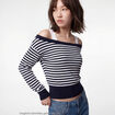 Pull col bateau manches longues bleu marine