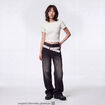 T-shirt ajust&eacute; col rond manches courtes ecru
