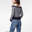 Pull col bateau manches longues bleu marine