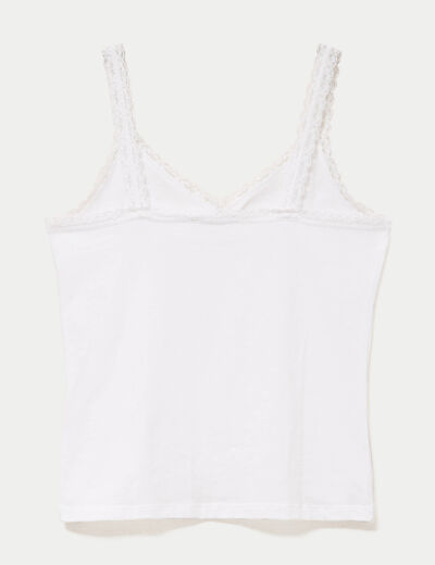 D&eacute;bardeur ajust&eacute; d&eacute;collet&eacute; dentelle blanc