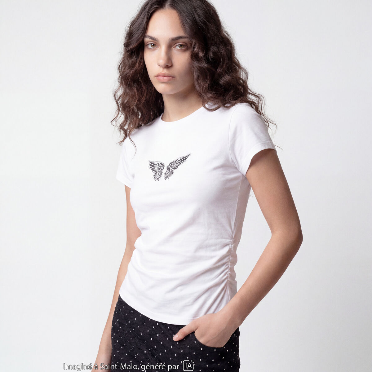 T-shirt droit court manches courtes blanc