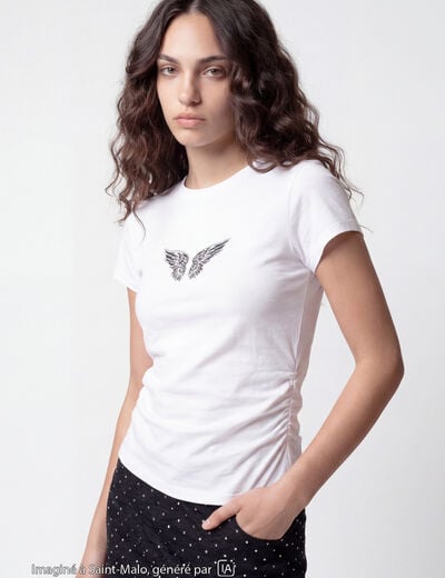T-shirt droit court manches courtes blanc