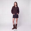 Pull col camionneur manches longues marron fonc&eacute;