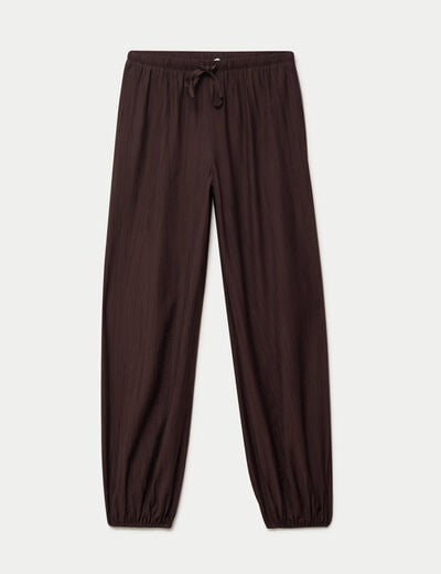 Pantalon large en cr&ecirc;pe taille standard marron fonc&eacute; ado