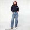 Jean Lenny wide leg taille crois&eacute;e denim double stone