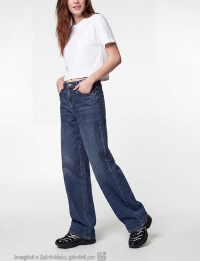 Jean wide leg taille basse bleu ado