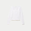 T-shirt ajust&eacute; d&eacute;collet&eacute; manches longues blanc