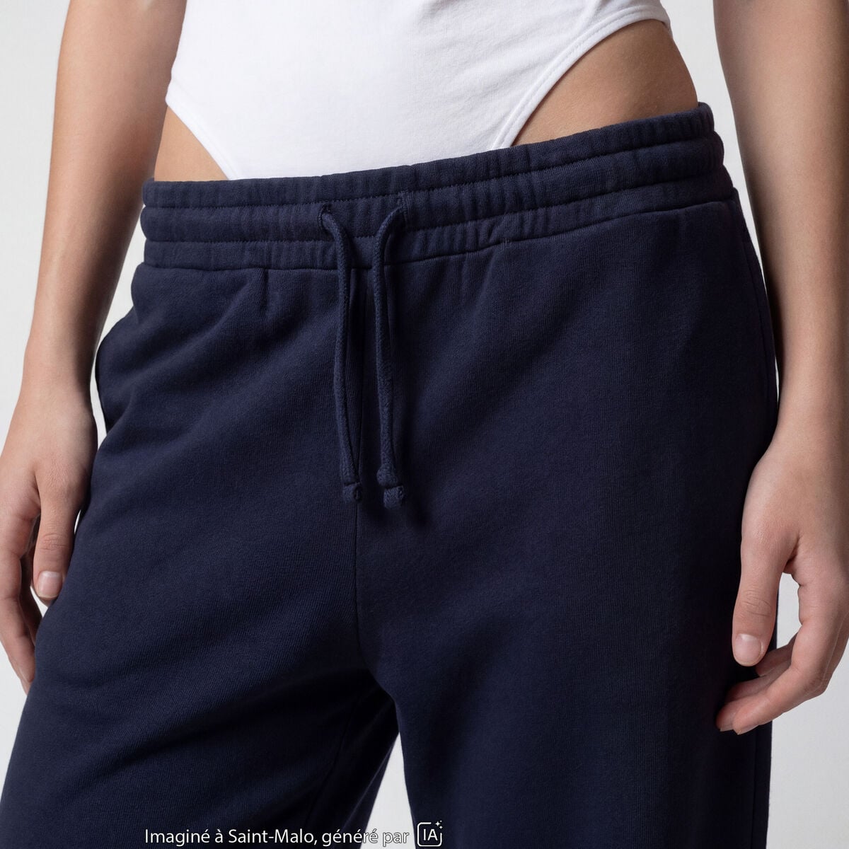 Jogging large en maille bleu marine