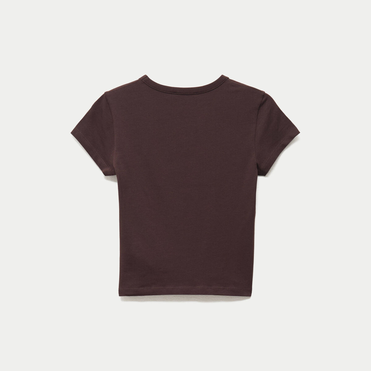 T-shirt ajust&eacute; col rond manches courtes marron fonc&eacute; ado