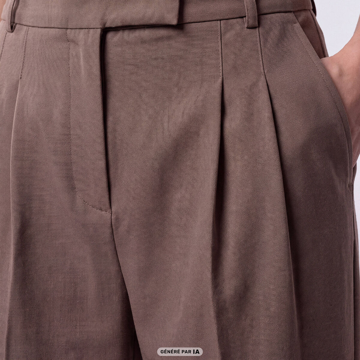 Pantalon coupe large taille standard taupe