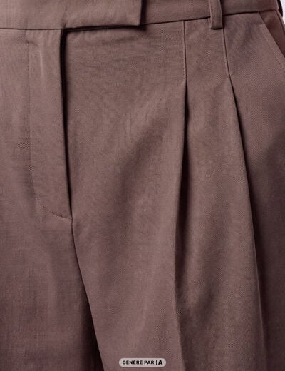 Pantalon coupe large taille standard taupe