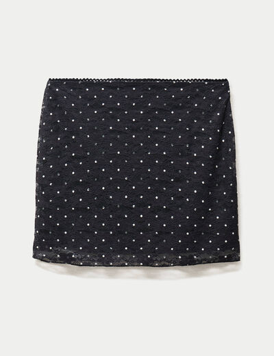 Jupe aspect dentelle noir ado