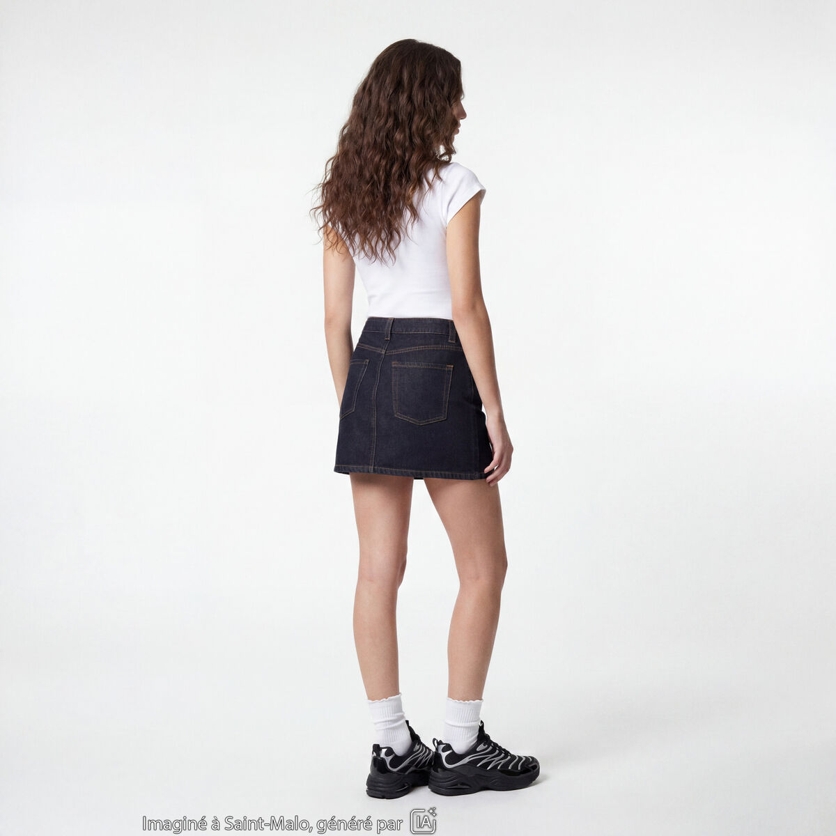 Jupe-short courte en jean denim noir