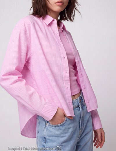 Chemise oversize longue 2-en-1 rose