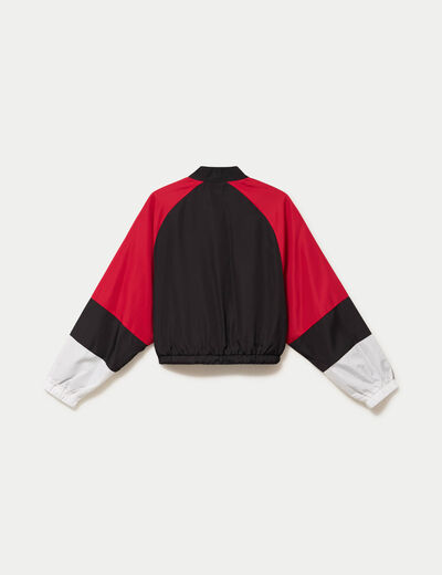 Veste oversize cropped col biker noir