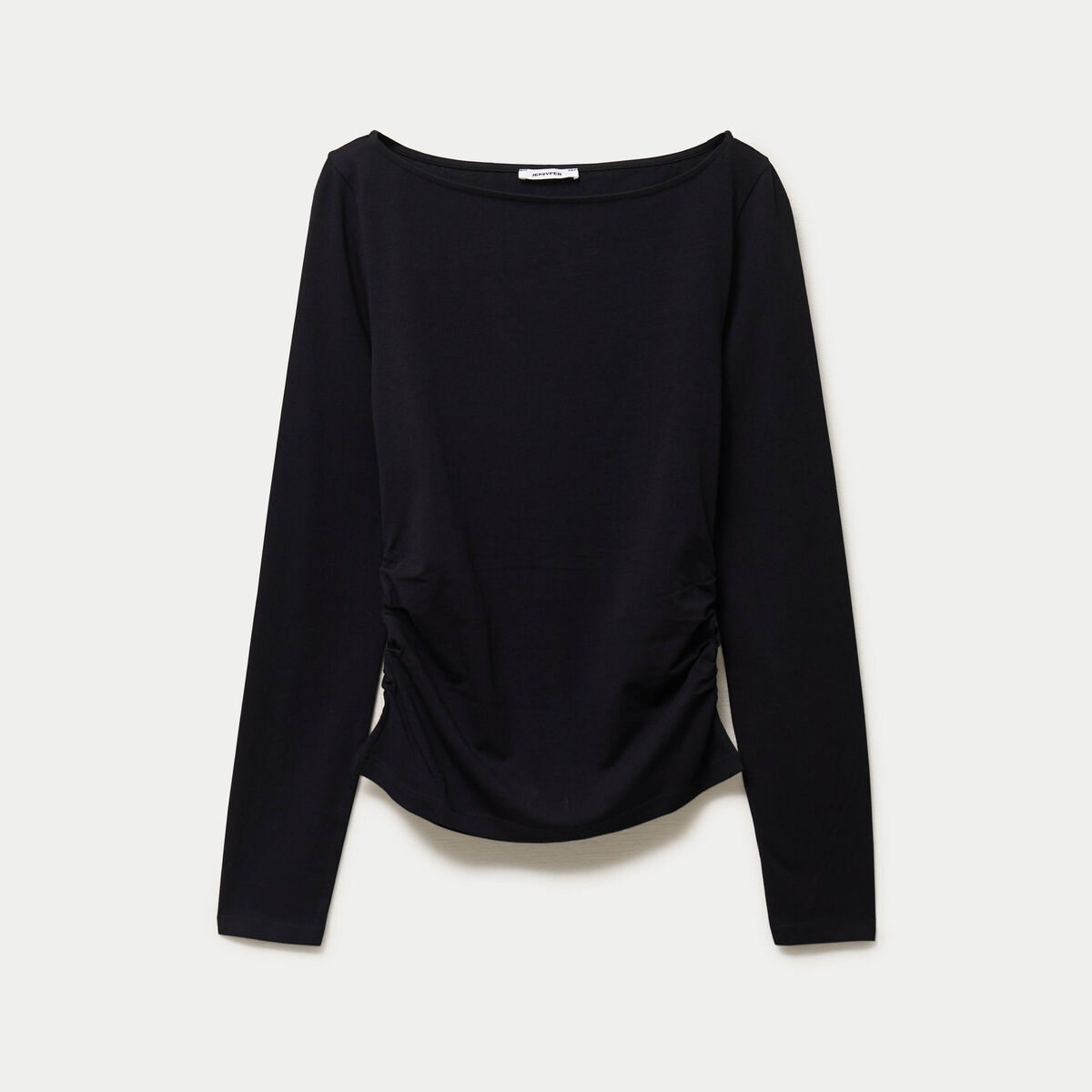Haut droit col bateau manches longues noir