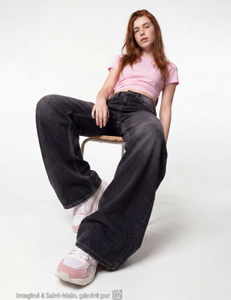 Jean Max loose taille basse denim noir