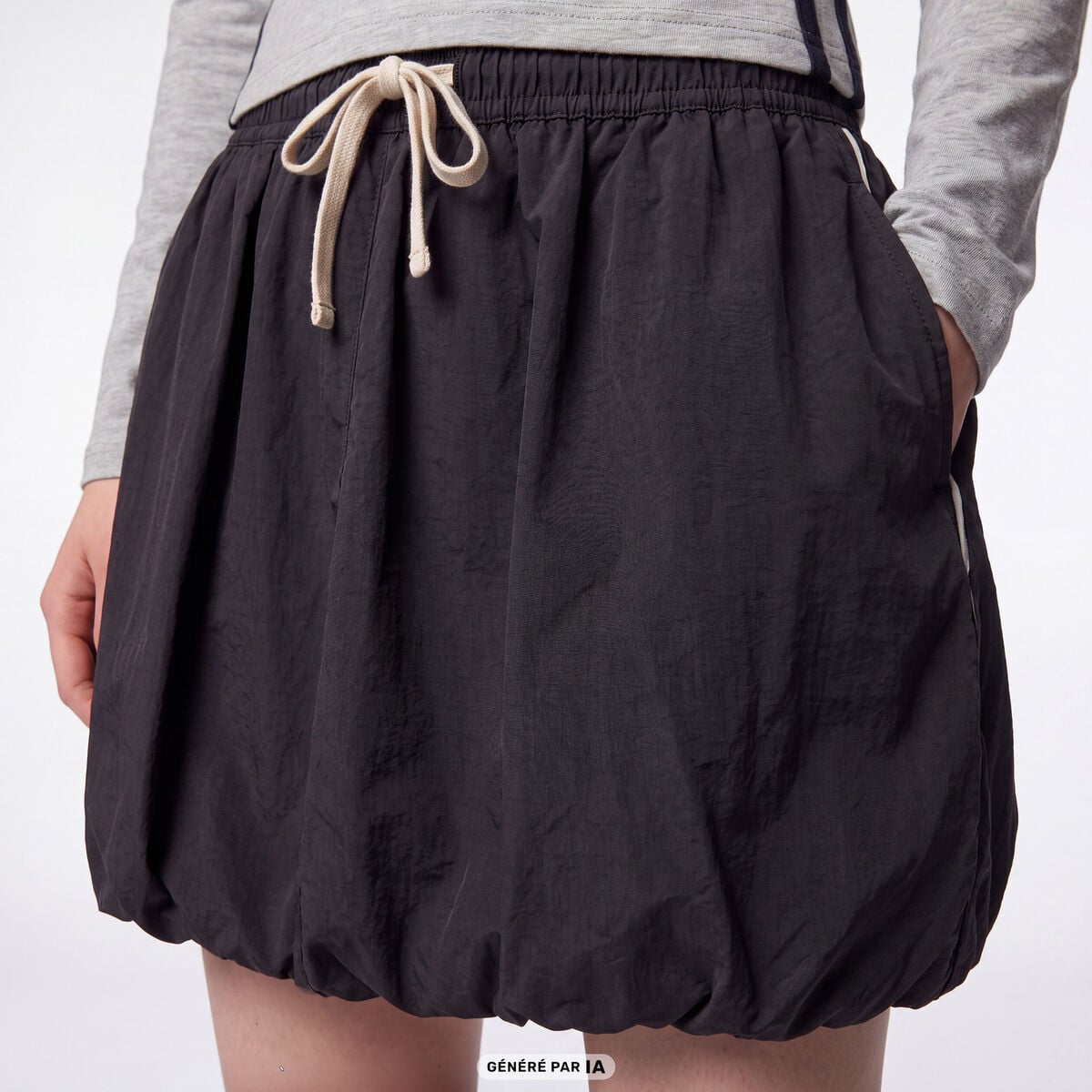 Jupe courte ample effet boule noir