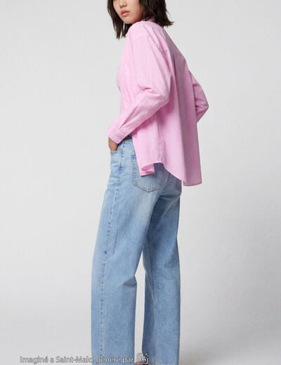 Jean regular taille haute denim bleach ado