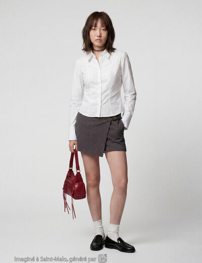 Chemise ajust&eacute;e courte col classique ecru
