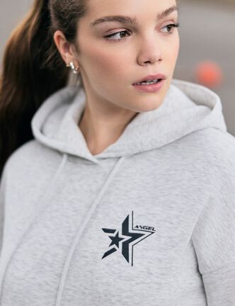Sweat &agrave; capuche manches longues blanc