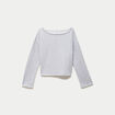 Sweat oversize cropped col bateau gris clair ado