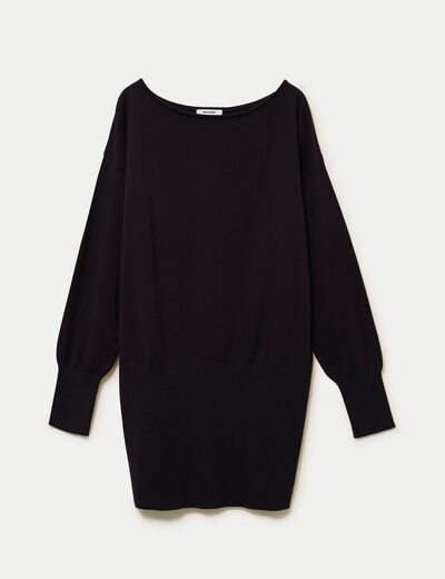 Robe pull col bateau manches longues noir