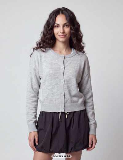 Gilet ajust&eacute; cropped manches longues blanc