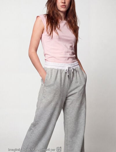 Jogging coupe large taille standard gris fonc&eacute;