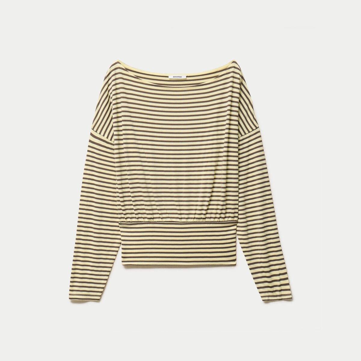 Top col bateau manches longues jaune citron