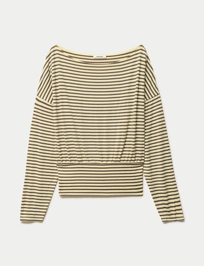 Top col bateau manches longues jaune citron