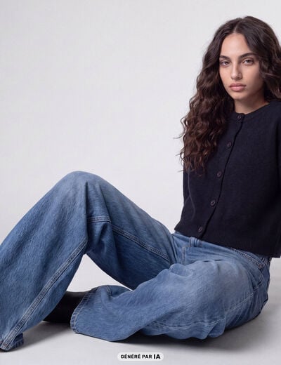 Jean Lenny wide leg taille standard denim double stone