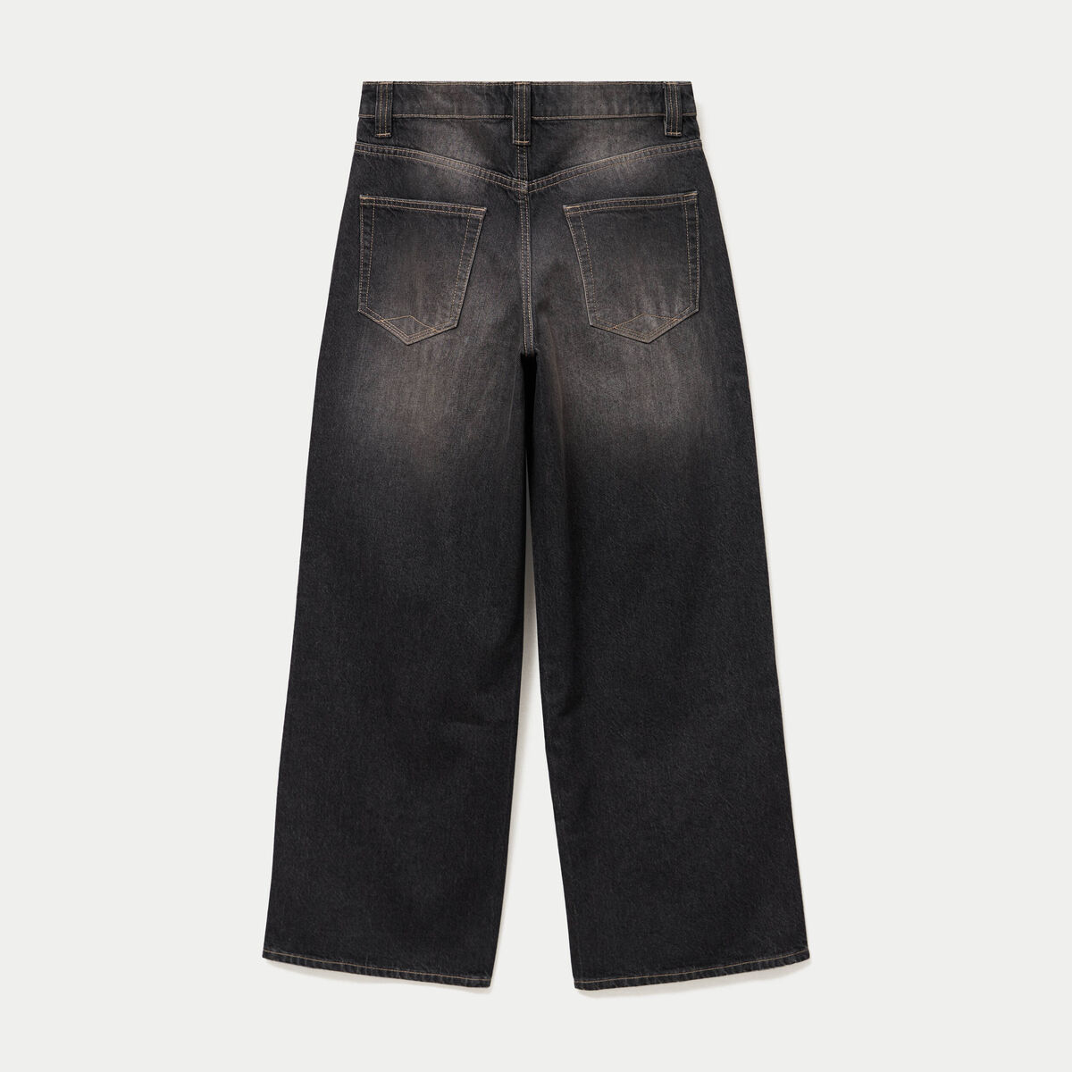 Jean loose taille basse denim noir ado